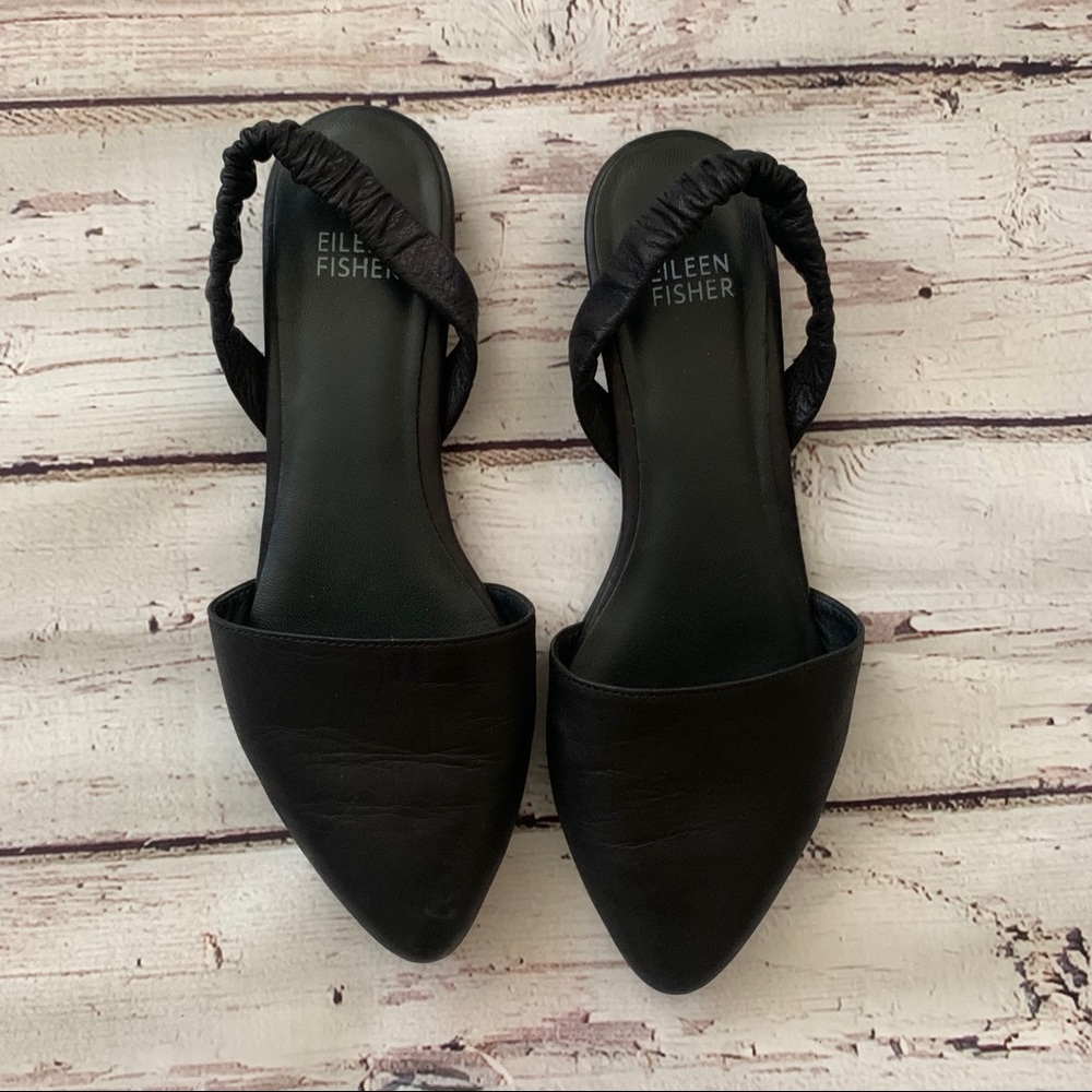 Eileen Fisher Tula leather sling back pointy flat